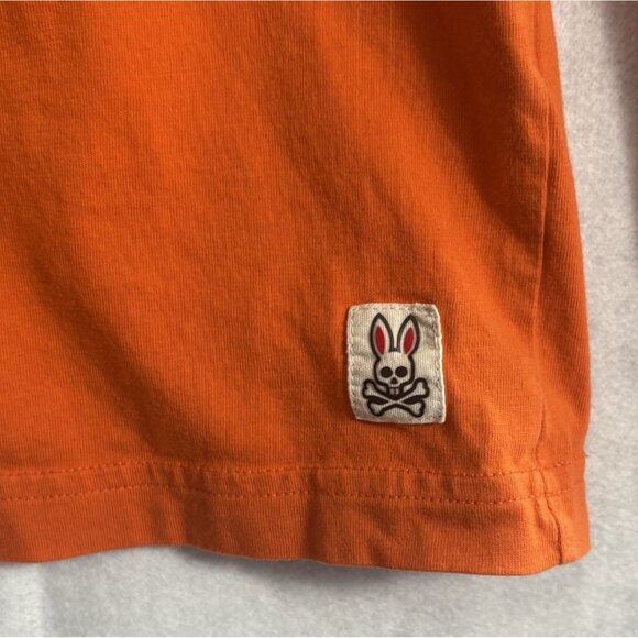 PSYCHO BUNNY Men Tee Long Sleeve Graphic Print Crew Neck Sz M Orange Casual 3-27 - Picture 4 of 12